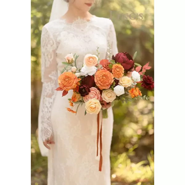 imageLings Moment Terracotta Artificial Flowers Greenery Deluxe Box Set Burnt Orange Fake Flower for DIY Wedding Bridal Bouquet Centerpieces Decor Floral Arrangement Decor etcOrange  French Yellow