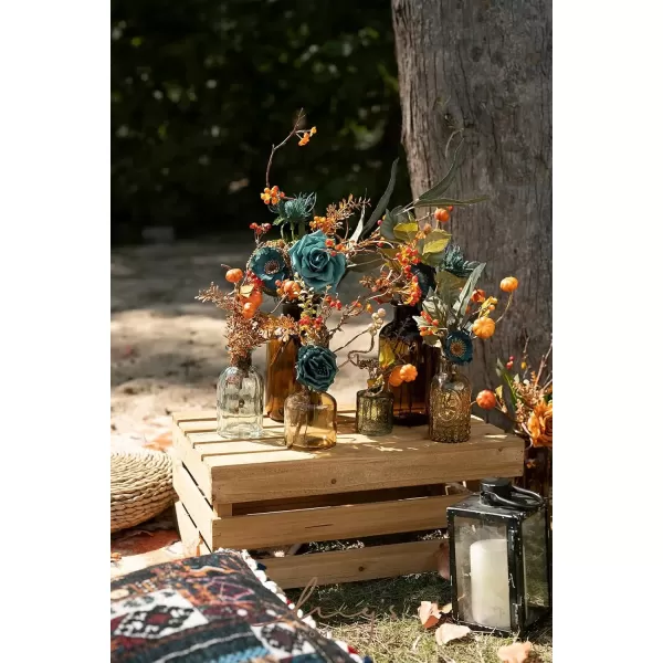 imageLings Moment Terracotta Artificial Flowers Greenery Deluxe Box Set Burnt Orange Fake Flower for DIY Wedding Bridal Bouquet Centerpieces Decor Floral Arrangement Decor etcTeal  Burnt Orange