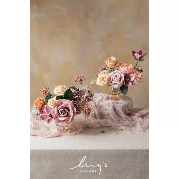 imageLings Moment Terracotta Artificial Flowers Greenery Deluxe Box Set Burnt Orange Fake Flower for DIY Wedding Bridal Bouquet Centerpieces Decor Floral Arrangement Decor etcDusty Rose  Peach