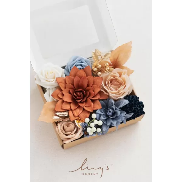 imageLings Moment Terracotta Artificial Flowers Greenery Deluxe Box Set Burnt Orange Fake Flower for DIY Wedding Bridal Bouquet Centerpieces Decor Floral Arrangement Decor etcBurnt Orange  Navy