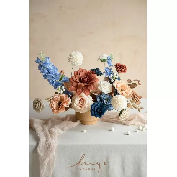 imageLings Moment Terracotta Artificial Flowers Greenery Deluxe Box Set Burnt Orange Fake Flower for DIY Wedding Bridal Bouquet Centerpieces Decor Floral Arrangement Decor etcBurnt Orange  Navy