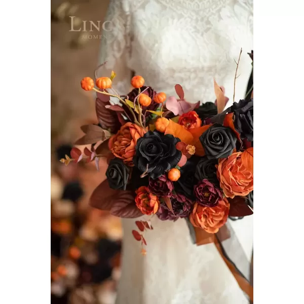 imageLings Moment Terracotta Artificial Flowers Greenery Deluxe Box Set Burnt Orange Fake Flower for DIY Wedding Bridal Bouquet Centerpieces Decor Floral Arrangement Decor etcBlack  Orange