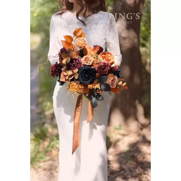 imageLings Moment Terracotta Artificial Flowers Greenery Deluxe Box Set Burnt Orange Fake Flower for DIY Wedding Bridal Bouquet Centerpieces Decor Floral Arrangement Decor etcBlack  Orange