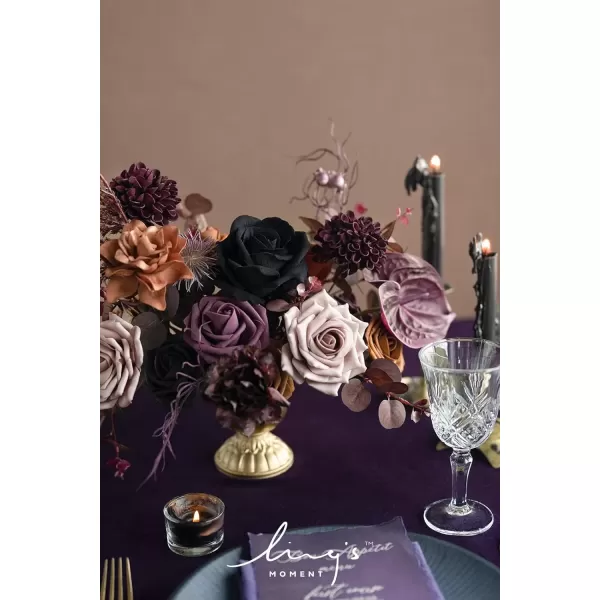 imageLings Moment Terracotta Artificial Flowers Greenery Deluxe Box Set Burnt Orange Fake Flower for DIY Wedding Bridal Bouquet Centerpieces Decor Floral Arrangement Decor etcBlack  Orange  Purple