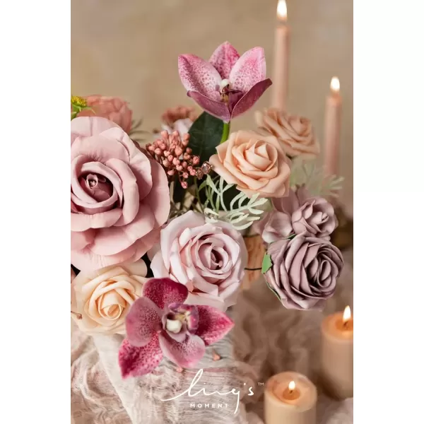 imageLings Moment Terracotta Artificial Flowers Greenery Deluxe Box Set Burnt Orange Fake Flower for DIY Wedding Bridal Bouquet Centerpieces Decor Floral Arrangement Decor etcDusty Rose  Peach