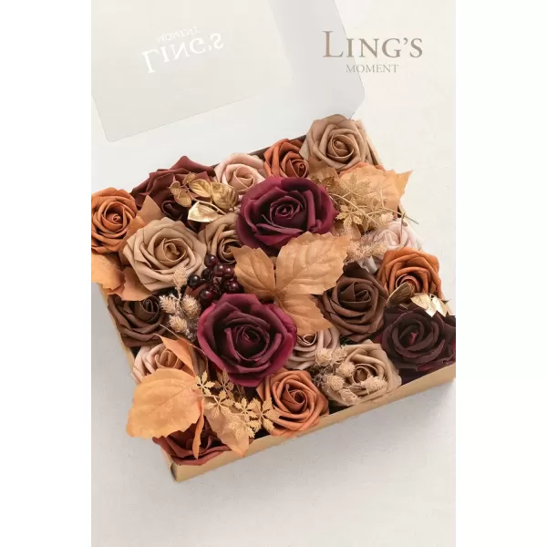 imageLings Moment Terracotta Artificial Flowers Greenery Deluxe Box Set Burnt Orange Fake Flower for DIY Wedding Bridal Bouquet Centerpieces Decor Floral Arrangement Decor etcBurnt Orange  Marsala