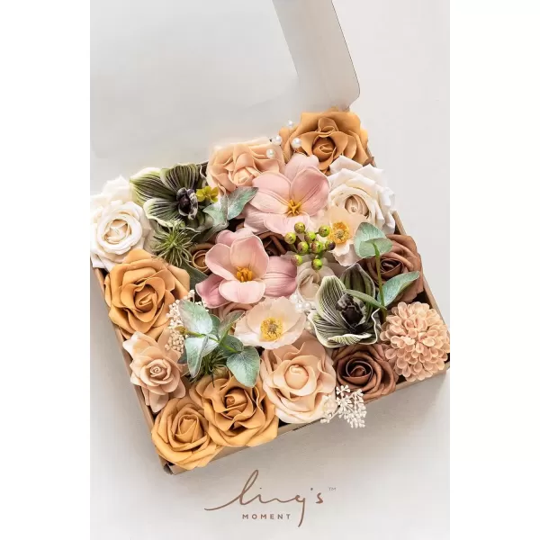 imageLings Moment Terracotta Artificial Flowers Greenery Deluxe Box Set Burnt Orange Fake Flower for DIY Wedding Bridal Bouquet Centerpieces Decor Floral Arrangement Decor etcApricot  Peach
