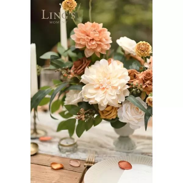 imageLings Moment Terracotta Artificial Flowers Greenery Deluxe Box Set Burnt Orange Fake Flower for DIY Wedding Bridal Bouquet Centerpieces Decor Floral Arrangement Decor etcCream  Apricot