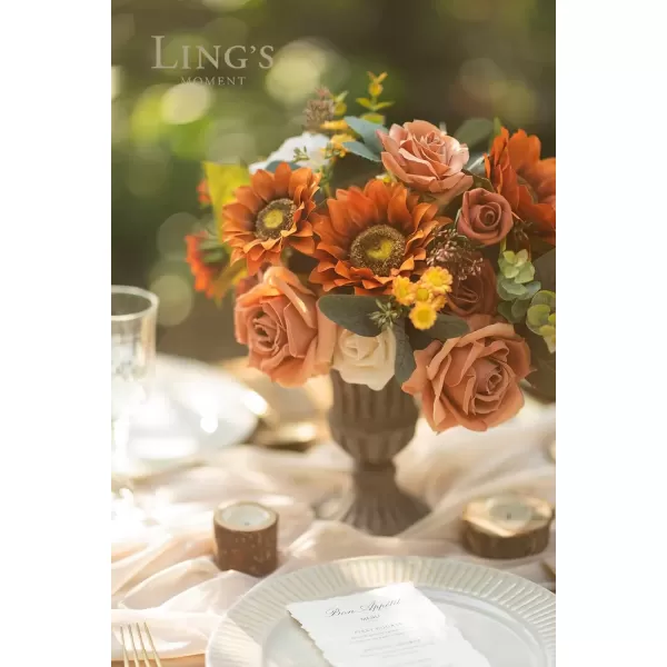 imageLings Moment Terracotta Artificial Flowers Greenery Deluxe Box Set Burnt Orange Fake Flower for DIY Wedding Bridal Bouquet Centerpieces Decor Floral Arrangement Decor etcOrange Sunflower  Burnt Orange