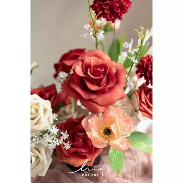 imageLings Moment Terracotta Artificial Flowers Greenery Deluxe Box Set Burnt Orange Fake Flower for DIY Wedding Bridal Bouquet Centerpieces Decor Floral Arrangement Decor etcBlood Orange  Tawny Beige