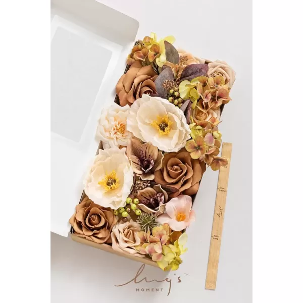 imageLings Moment Terracotta Artificial Flowers Greenery Deluxe Box Set Burnt Orange Fake Flower for DIY Wedding Bridal Bouquet Centerpieces Decor Floral Arrangement Decor etcSoft Peach  Brown