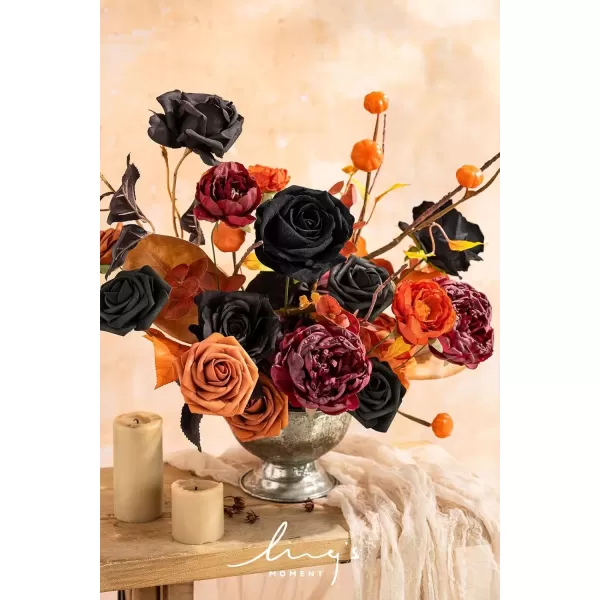 imageLings Moment Terracotta Artificial Flowers Greenery Deluxe Box Set Burnt Orange Fake Flower for DIY Wedding Bridal Bouquet Centerpieces Decor Floral Arrangement Decor etcBlack  Orange