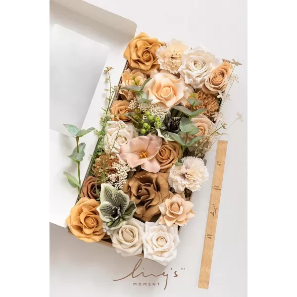 imageLings Moment Terracotta Artificial Flowers Greenery Deluxe Box Set Burnt Orange Fake Flower for DIY Wedding Bridal Bouquet Centerpieces Decor Floral Arrangement Decor etcApricot  Peach