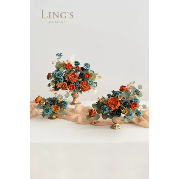 imageLings Moment Terracotta Artificial Flowers Greenery Deluxe Box Set Burnt Orange Fake Flower for DIY Wedding Bridal Bouquet Centerpieces Decor Floral Arrangement Decor etcTeal  Orange