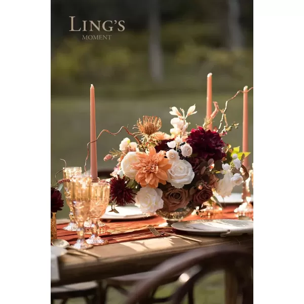 imageLings Moment Terracotta Artificial Flowers Greenery Deluxe Box Set Burnt Orange Fake Flower for DIY Wedding Bridal Bouquet Centerpieces Decor Floral Arrangement Decor etcTerracotta  Burgundy