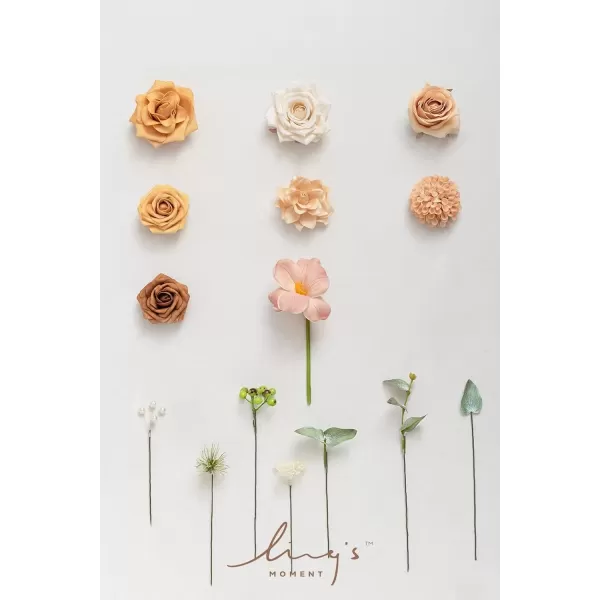 imageLings Moment Terracotta Artificial Flowers Greenery Deluxe Box Set Burnt Orange Fake Flower for DIY Wedding Bridal Bouquet Centerpieces Decor Floral Arrangement Decor etcApricot  Peach