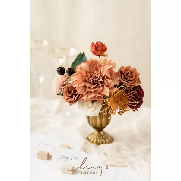 imageLings Moment Terracotta Artificial Flowers Greenery Deluxe Box Set Burnt Orange Fake Flower for DIY Wedding Bridal Bouquet Centerpieces Decor Floral Arrangement Decor etcTerracotta  Burgundy