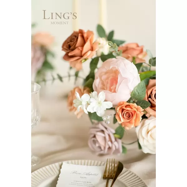 imageLings Moment Terracotta Artificial Flowers Greenery Deluxe Box Set Burnt Orange Fake Flower for DIY Wedding Bridal Bouquet Centerpieces Decor Floral Arrangement Decor etcRust  Orange