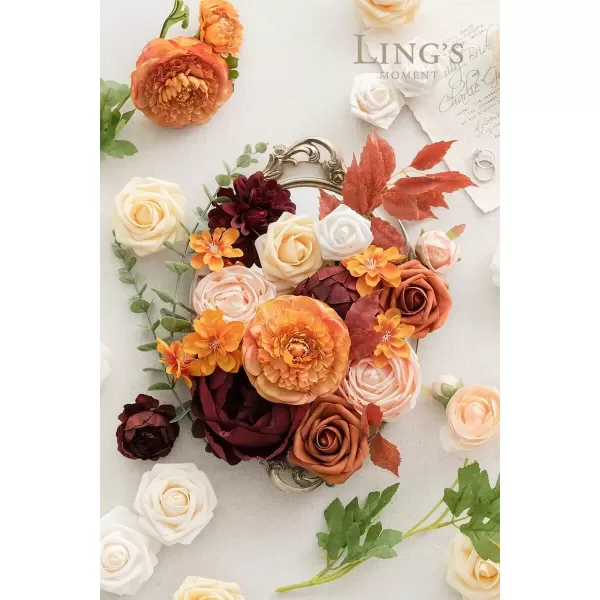 imageLings Moment Terracotta Artificial Flowers Greenery Deluxe Box Set Burnt Orange Fake Flower for DIY Wedding Bridal Bouquet Centerpieces Decor Floral Arrangement Decor etcOrange  French Yellow