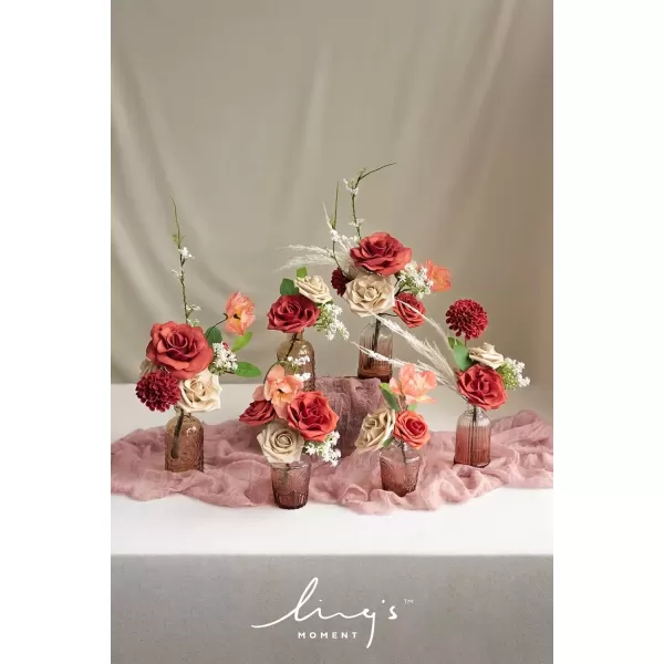 imageLings Moment Terracotta Artificial Flowers Greenery Deluxe Box Set Burnt Orange Fake Flower for DIY Wedding Bridal Bouquet Centerpieces Decor Floral Arrangement Decor etcBlood Orange  Tawny Beige