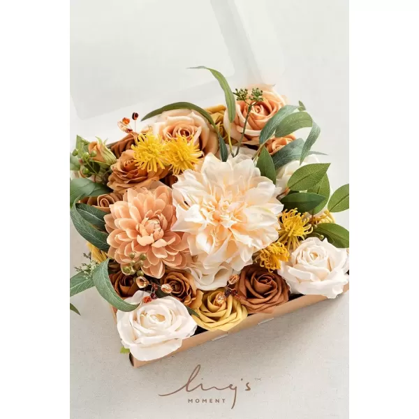 imageLings Moment Terracotta Artificial Flowers Greenery Deluxe Box Set Burnt Orange Fake Flower for DIY Wedding Bridal Bouquet Centerpieces Decor Floral Arrangement Decor etcCream  Apricot