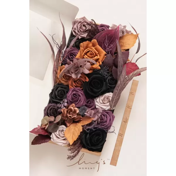 imageLings Moment Terracotta Artificial Flowers Greenery Deluxe Box Set Burnt Orange Fake Flower for DIY Wedding Bridal Bouquet Centerpieces Decor Floral Arrangement Decor etcBlack  Orange  Purple