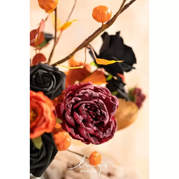 imageLings Moment Terracotta Artificial Flowers Greenery Deluxe Box Set Burnt Orange Fake Flower for DIY Wedding Bridal Bouquet Centerpieces Decor Floral Arrangement Decor etcBlack  Orange