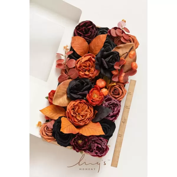 imageLings Moment Terracotta Artificial Flowers Greenery Deluxe Box Set Burnt Orange Fake Flower for DIY Wedding Bridal Bouquet Centerpieces Decor Floral Arrangement Decor etcBlack  Orange
