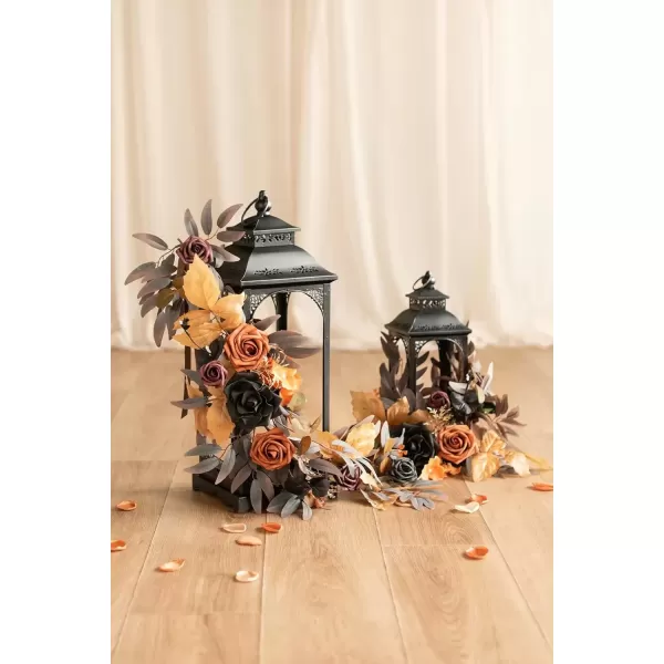imageLings Moment Terracotta Artificial Flowers Greenery Deluxe Box Set Burnt Orange Fake Flower for DIY Wedding Bridal Bouquet Centerpieces Decor Floral Arrangement Decor etcBlack  Orange