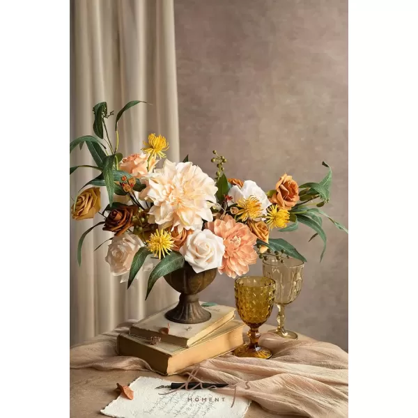 imageLings Moment Terracotta Artificial Flowers Greenery Deluxe Box Set Burnt Orange Fake Flower for DIY Wedding Bridal Bouquet Centerpieces Decor Floral Arrangement Decor etcCream  Apricot