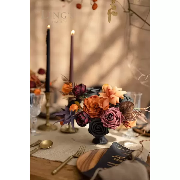 imageLings Moment Terracotta Artificial Flowers Greenery Deluxe Box Set Burnt Orange Fake Flower for DIY Wedding Bridal Bouquet Centerpieces Decor Floral Arrangement Decor etcBlack  Orange