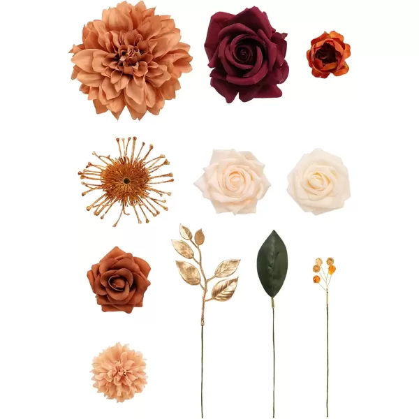 imageLings Moment Terracotta Artificial Flowers Greenery Deluxe Box Set Burnt Orange Fake Flower for DIY Wedding Bridal Bouquet Centerpieces Decor Floral Arrangement Decor etcTerracotta  Burgundy