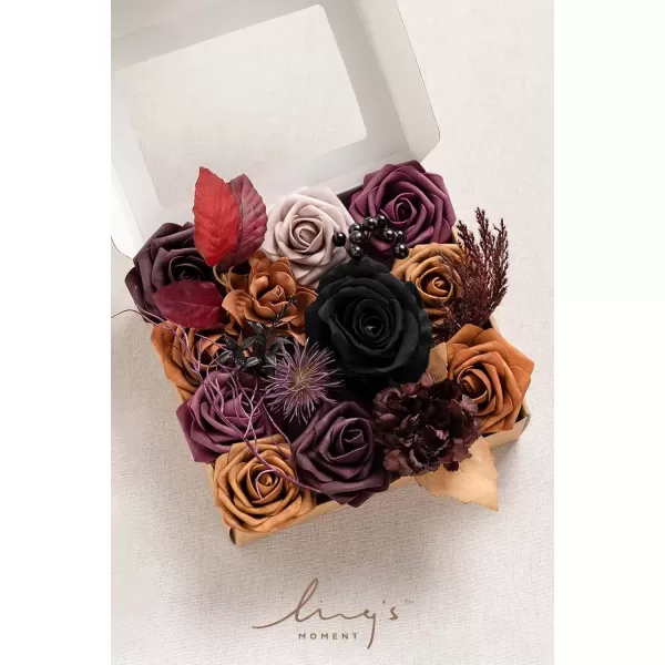 imageLings Moment Terracotta Artificial Flowers Greenery Deluxe Box Set Burnt Orange Fake Flower for DIY Wedding Bridal Bouquet Centerpieces Decor Floral Arrangement Decor etcBlack  Orange  Purple
