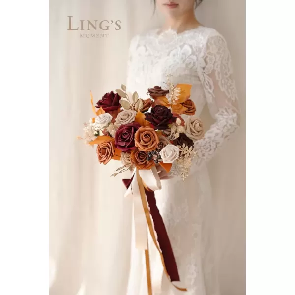 imageLings Moment Terracotta Artificial Flowers Greenery Deluxe Box Set Burnt Orange Fake Flower for DIY Wedding Bridal Bouquet Centerpieces Decor Floral Arrangement Decor etcBurnt Orange  Marsala