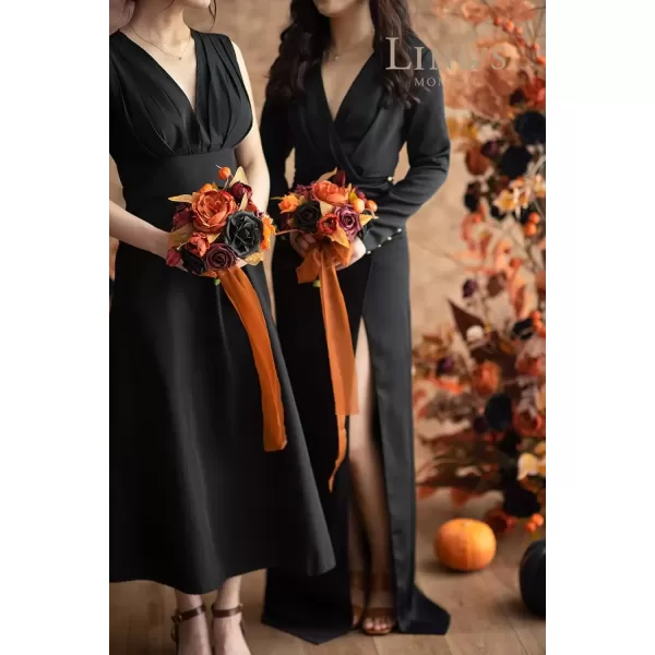 imageLings Moment Terracotta Artificial Flowers Greenery Deluxe Box Set Burnt Orange Fake Flower for DIY Wedding Bridal Bouquet Centerpieces Decor Floral Arrangement Decor etcBlack  Orange