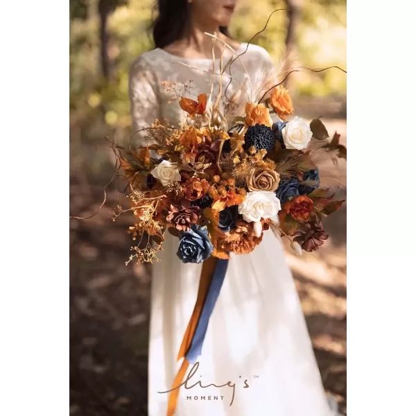imageLings Moment Terracotta Artificial Flowers Greenery Deluxe Box Set Burnt Orange Fake Flower for DIY Wedding Bridal Bouquet Centerpieces Decor Floral Arrangement Decor etcOrange  Navy