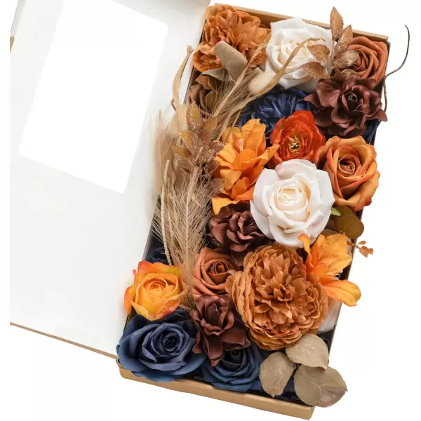 imageLings Moment Terracotta Artificial Flowers Greenery Deluxe Box Set Burnt Orange Fake Flower for DIY Wedding Bridal Bouquet Centerpieces Decor Floral Arrangement Decor etcOrange  Navy