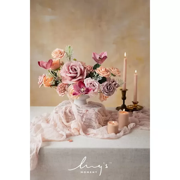 imageLings Moment Terracotta Artificial Flowers Greenery Deluxe Box Set Burnt Orange Fake Flower for DIY Wedding Bridal Bouquet Centerpieces Decor Floral Arrangement Decor etcDusty Rose  Peach