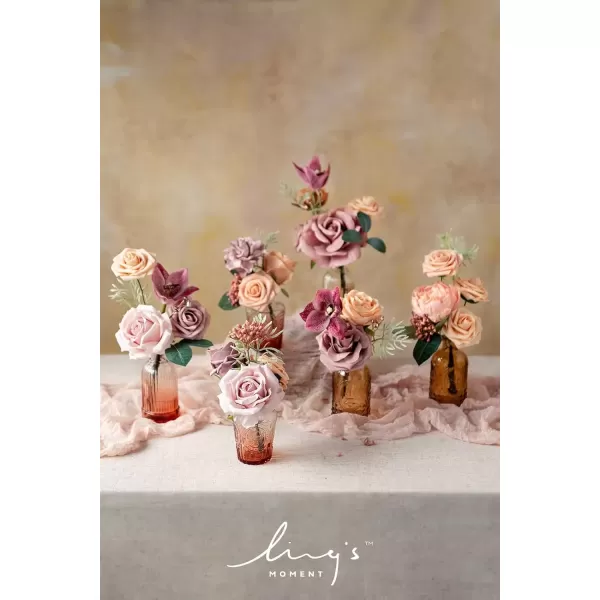 imageLings Moment Terracotta Artificial Flowers Greenery Deluxe Box Set Burnt Orange Fake Flower for DIY Wedding Bridal Bouquet Centerpieces Decor Floral Arrangement Decor etcDusty Rose  Peach
