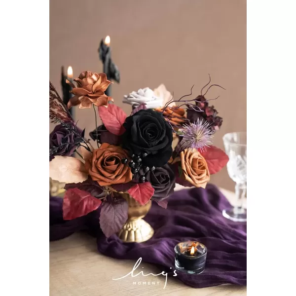 imageLings Moment Terracotta Artificial Flowers Greenery Deluxe Box Set Burnt Orange Fake Flower for DIY Wedding Bridal Bouquet Centerpieces Decor Floral Arrangement Decor etcBlack  Orange  Purple