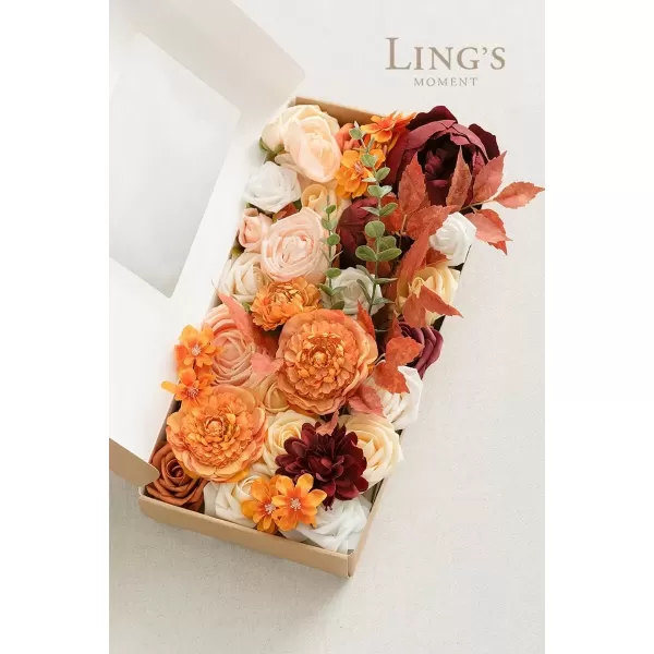 imageLings Moment Terracotta Artificial Flowers Greenery Deluxe Box Set Burnt Orange Fake Flower for DIY Wedding Bridal Bouquet Centerpieces Decor Floral Arrangement Decor etcOrange  French Yellow