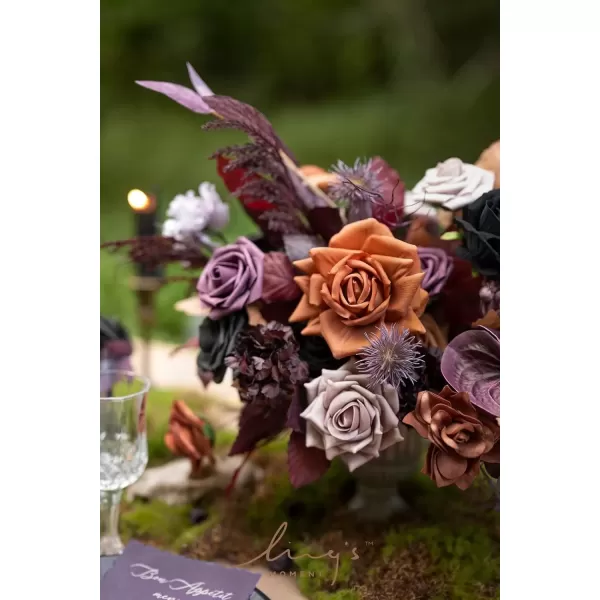 imageLings Moment Terracotta Artificial Flowers Greenery Deluxe Box Set Burnt Orange Fake Flower for DIY Wedding Bridal Bouquet Centerpieces Decor Floral Arrangement Decor etcBlack  Orange  Purple