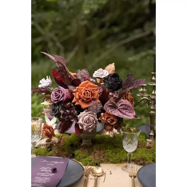 imageLings Moment Terracotta Artificial Flowers Greenery Deluxe Box Set Burnt Orange Fake Flower for DIY Wedding Bridal Bouquet Centerpieces Decor Floral Arrangement Decor etcBlack  Orange  Purple