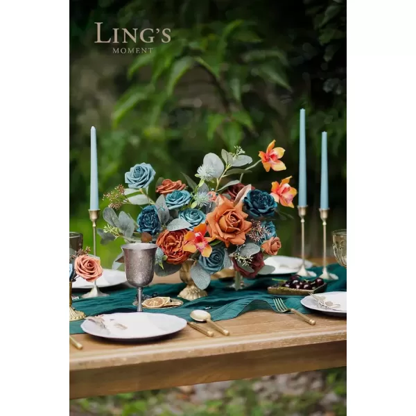 imageLings Moment Terracotta Artificial Flowers Greenery Deluxe Box Set Burnt Orange Fake Flower for DIY Wedding Bridal Bouquet Centerpieces Decor Floral Arrangement Decor etcTeal  Burnt Orange