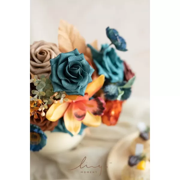 imageLings Moment Terracotta Artificial Flowers Greenery Deluxe Box Set Burnt Orange Fake Flower for DIY Wedding Bridal Bouquet Centerpieces Decor Floral Arrangement Decor etcTeal  Burnt Orange