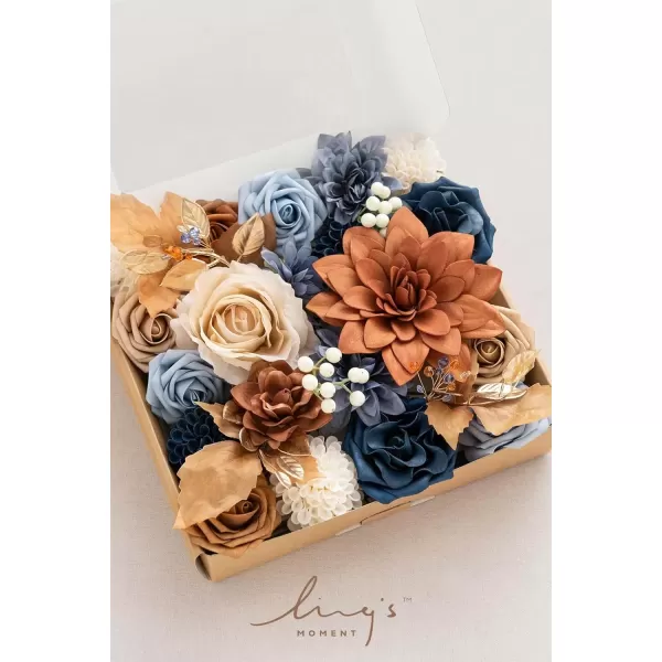 imageLings Moment Terracotta Artificial Flowers Greenery Deluxe Box Set Burnt Orange Fake Flower for DIY Wedding Bridal Bouquet Centerpieces Decor Floral Arrangement Decor etcBurnt Orange  Navy