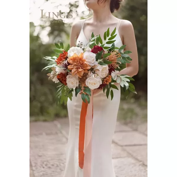 imageLings Moment Terracotta Artificial Flowers Greenery Deluxe Box Set Burnt Orange Fake Flower for DIY Wedding Bridal Bouquet Centerpieces Decor Floral Arrangement Decor etcTerracotta  Burgundy