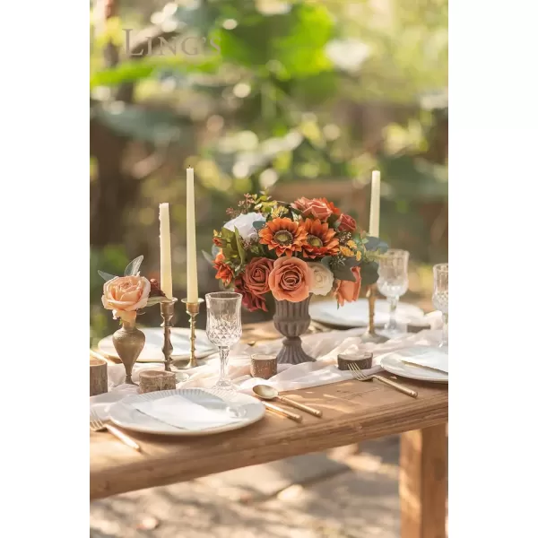 imageLings Moment Terracotta Artificial Flowers Greenery Deluxe Box Set Burnt Orange Fake Flower for DIY Wedding Bridal Bouquet Centerpieces Decor Floral Arrangement Decor etcOrange Sunflower  Burnt Orange