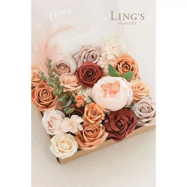 imageLings Moment Terracotta Artificial Flowers Greenery Deluxe Box Set Burnt Orange Fake Flower for DIY Wedding Bridal Bouquet Centerpieces Decor Floral Arrangement Decor etcRust  Orange