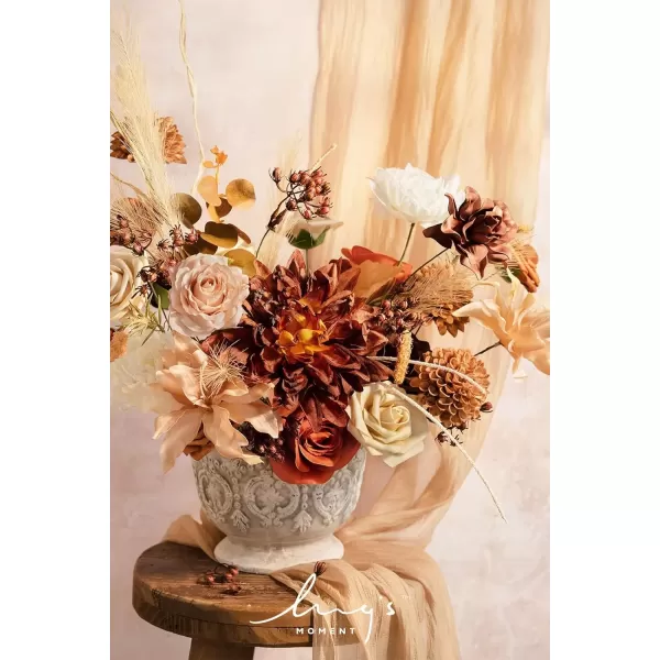 imageLings Moment Terracotta Artificial Flowers Greenery Deluxe Box Set Burnt Orange Fake Flower for DIY Wedding Bridal Bouquet Centerpieces Decor Floral Arrangement Decor etcBoho  Rust